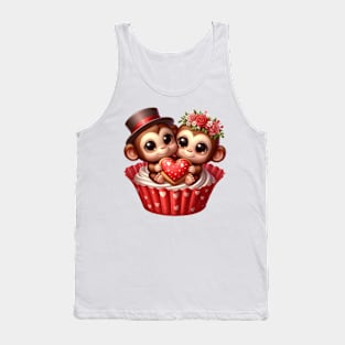 Valentine Monkey Couple In A Cupcake Tank Top